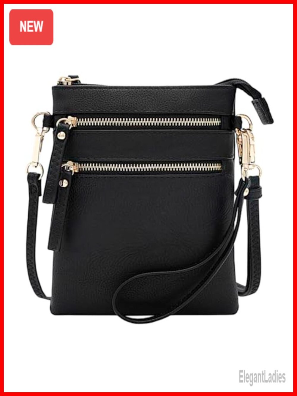 Small Crossbody Bag with Multiple Pockets Detachable Wristlet Faux Leather